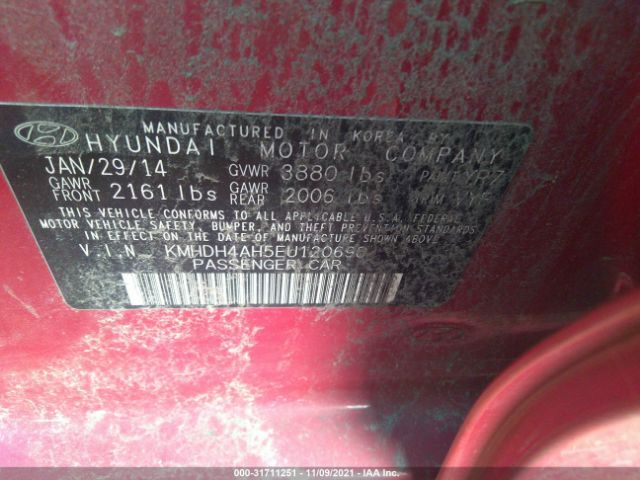 Photo 8 VIN: KMHDH4AH5EU120698 - HYUNDAI ELANTRA 