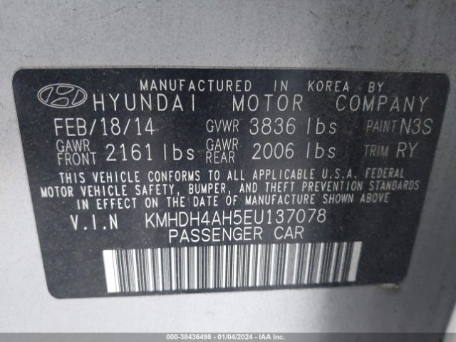 Photo 8 VIN: KMHDH4AH5EU137078 - HYUNDAI ELANTRA 