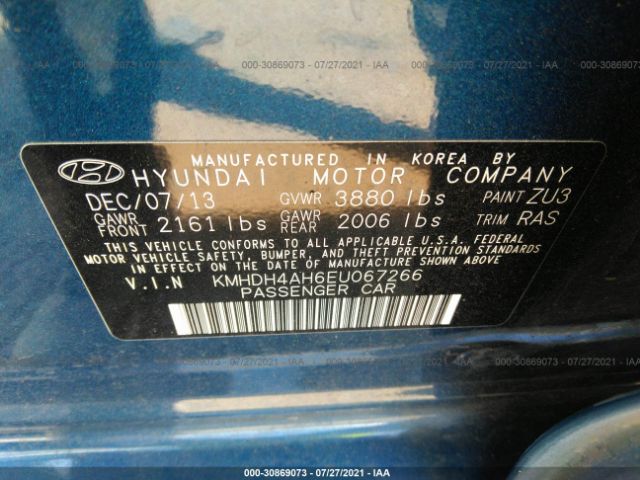 Photo 8 VIN: KMHDH4AH6EU067266 - HYUNDAI ELANTRA 