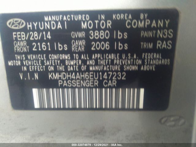 Photo 8 VIN: KMHDH4AH6EU147232 - HYUNDAI ELANTRA 