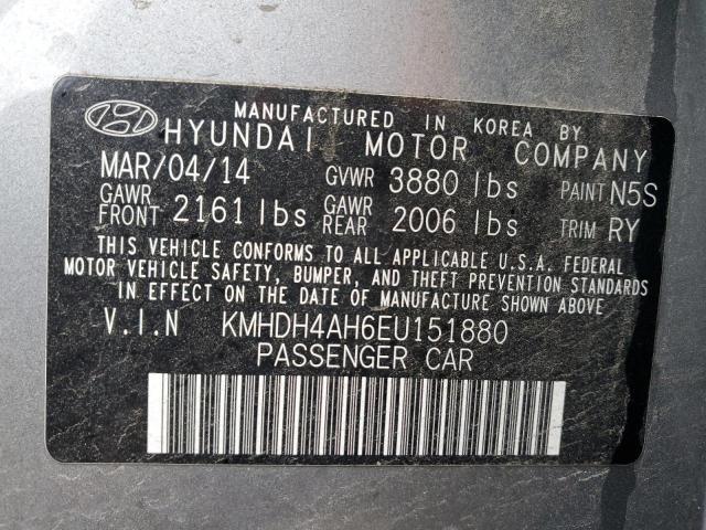 Photo 12 VIN: KMHDH4AH6EU151880 - HYUNDAI ELANTRA SE 