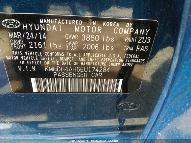 Photo 8 VIN: KMHDH4AH6EU174284 - HYUNDAI ELANTRA 