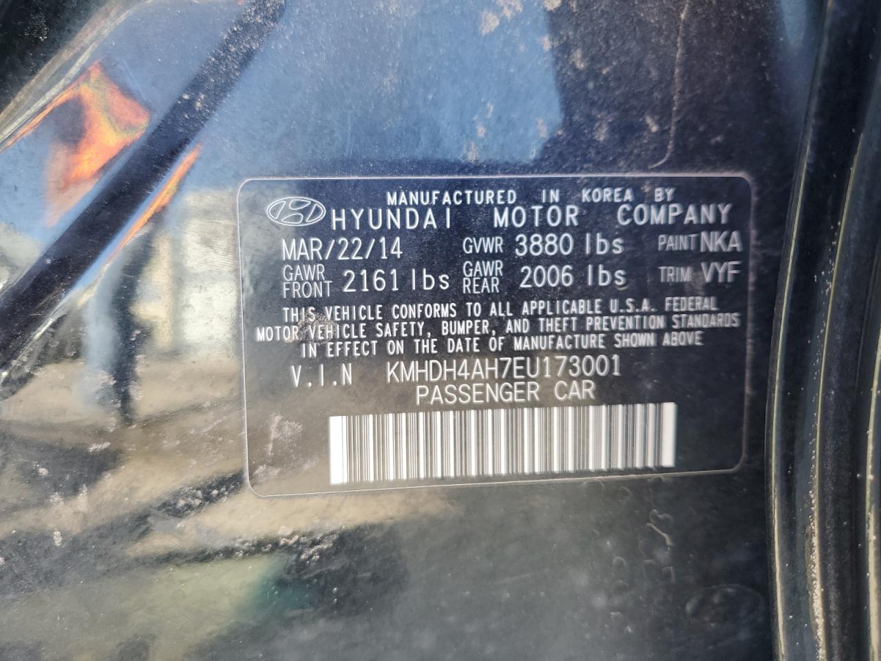 Photo 11 VIN: KMHDH4AH7EU173001 - HYUNDAI ELANTRA 