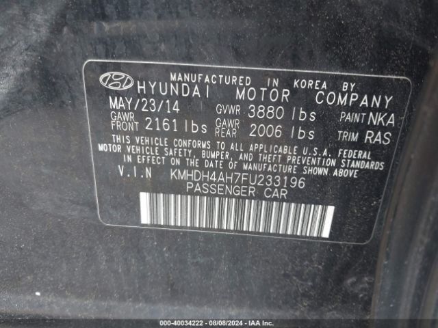 Photo 8 VIN: KMHDH4AH7FU233196 - HYUNDAI ELANTRA 