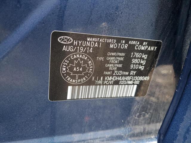 Photo 12 VIN: KMHDH4AH8FU308049 - HYUNDAI ELANTRA SE 