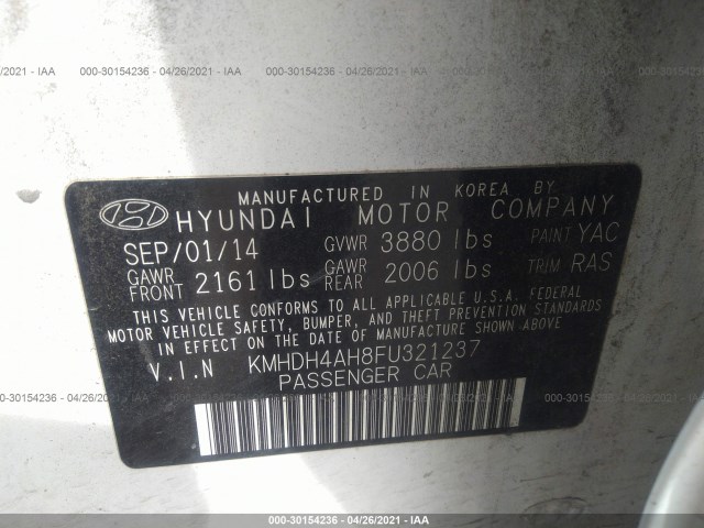 Photo 8 VIN: KMHDH4AH8FU321237 - HYUNDAI ELANTRA 