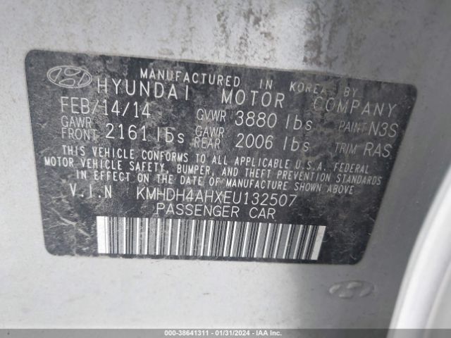 Photo 8 VIN: KMHDH4AHXEU132507 - HYUNDAI ELANTRA 