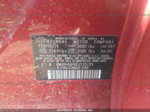 Photo 8 VIN: KMHDH4AHXEU135195 - HYUNDAI ELANTRA 