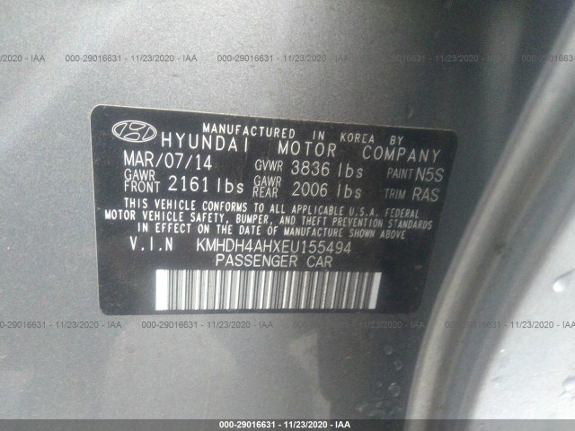 Photo 8 VIN: KMHDH4AHXEU155494 - HYUNDAI ELANTRA 