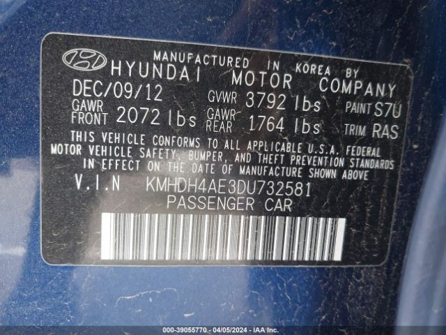 Photo 8 VIN: KMHDH4AZ3DU732581 - HYUNDAI ELANTRA 