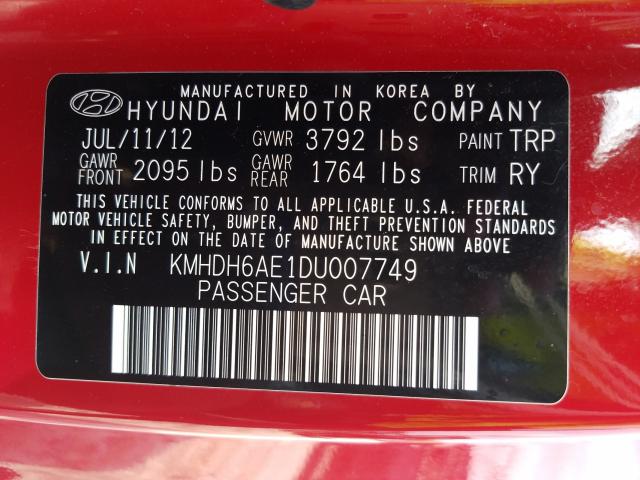 Photo 9 VIN: KMHDH6AE1DU007749 - HYUNDAI ELANTRA CO 