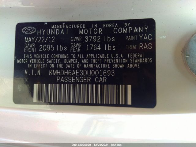 Photo 8 VIN: KMHDH6AE3DU001693 - HYUNDAI ELANTRA COUPE 