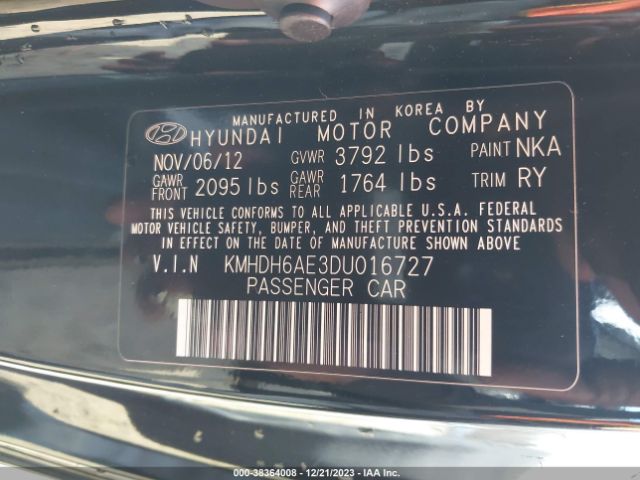 Photo 8 VIN: KMHDH6AE3DU016727 - HYUNDAI ELANTRA 