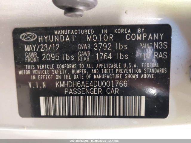 Photo 8 VIN: KMHDH6AE4DU001766 - HYUNDAI ELANTRA 