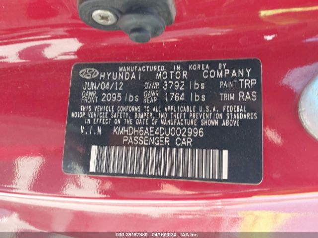 Photo 8 VIN: KMHDH6AE4DU002996 - HYUNDAI ELANTRA 