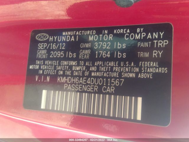 Photo 8 VIN: KMHDH6AE4DU011567 - HYUNDAI ELANTRA COUPE 