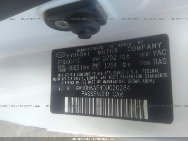 Photo 8 VIN: KMHDH6AE4DU020284 - HYUNDAI ELANTRA COUPE 