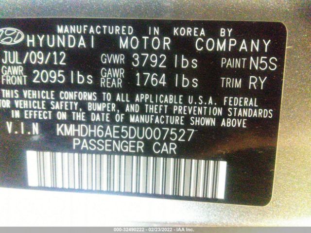 Photo 8 VIN: KMHDH6AE5DU007527 - HYUNDAI ELANTRA COUPE 