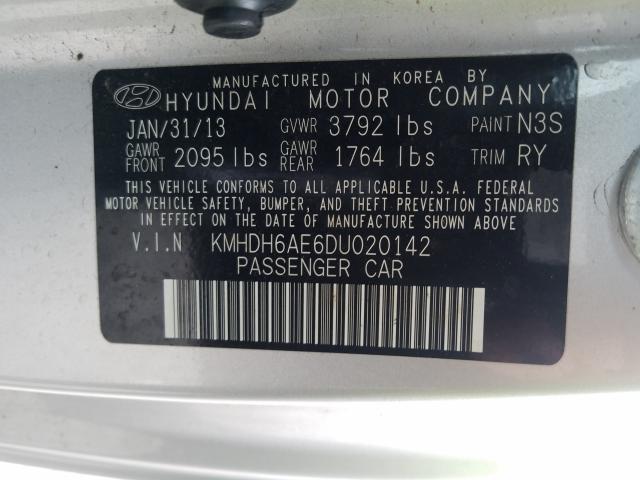 Photo 9 VIN: KMHDH6AE6DU020142 - HYUNDAI ELANTRA CO 