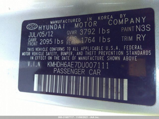 Photo 8 VIN: KMHDH6AE7DU007111 - HYUNDAI ELANTRA COUPE 