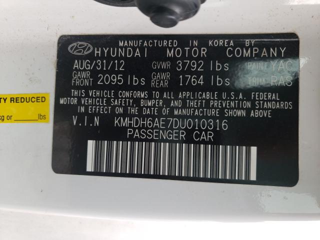 Photo 9 VIN: KMHDH6AE7DU010316 - HYUNDAI ELANTRA CO 