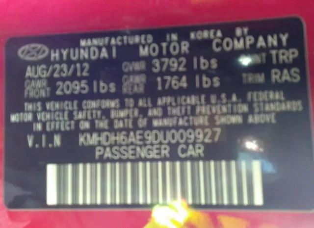 Photo 8 VIN: KMHDH6AE9DU009927 - HYUNDAI ELANTRA CO 