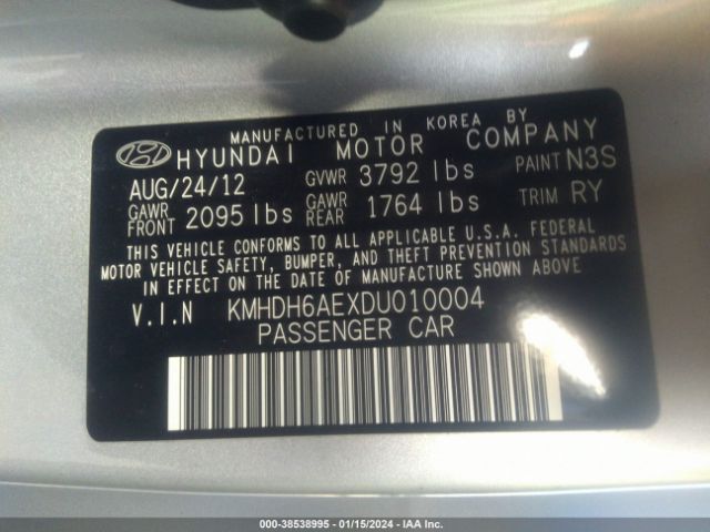 Photo 8 VIN: KMHDH6AEXDU010004 - HYUNDAI ELANTRA 