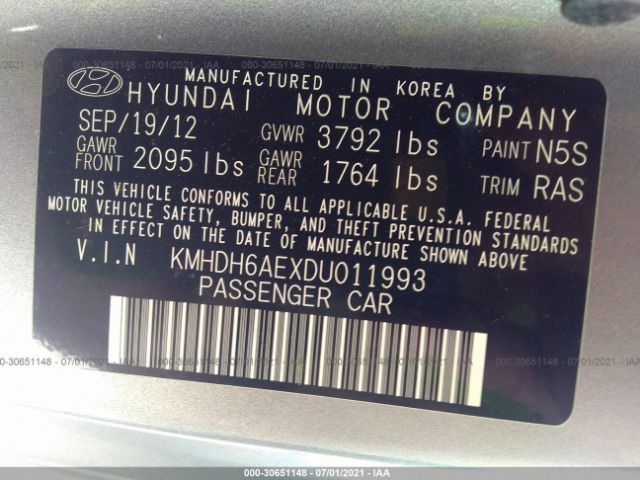 Photo 8 VIN: KMHDH6AEXDU011993 - HYUNDAI ELANTRA COUPE 