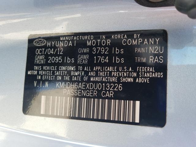 Photo 9 VIN: KMHDH6AEXDU013226 - HYUNDAI ELANTRA CO 