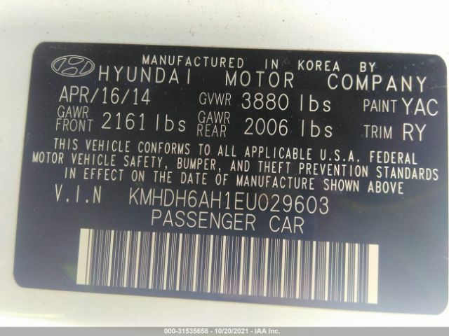 Photo 8 VIN: KMHDH6AH1EU029603 - HYUNDAI ELANTRA COUPE 