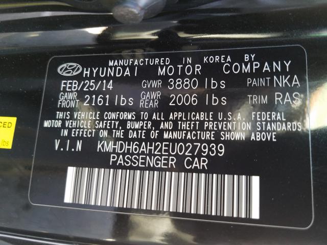 Photo 9 VIN: KMHDH6AH2EU027939 - HYUNDAI ELANTRA CO 