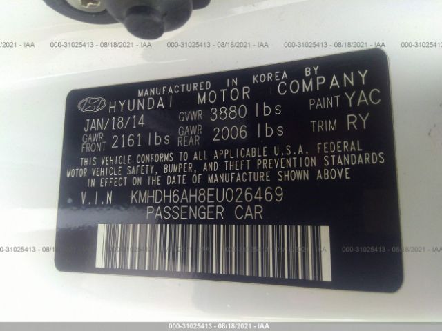 Photo 8 VIN: KMHDH6AH8EU026469 - HYUNDAI ELANTRA COUPE 