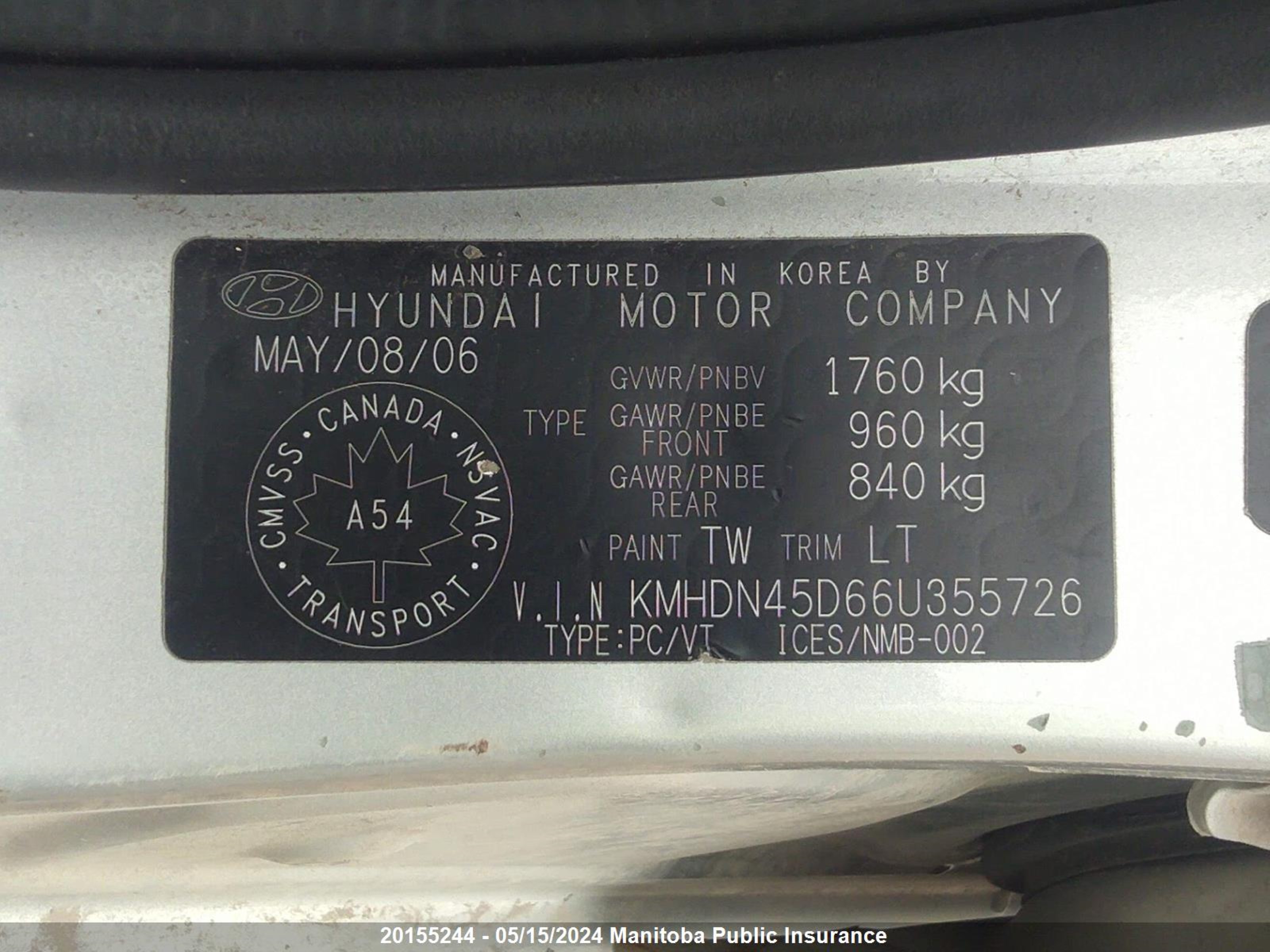 Photo 8 VIN: KMHDN45D66U355726 - HYUNDAI ELANTRA 