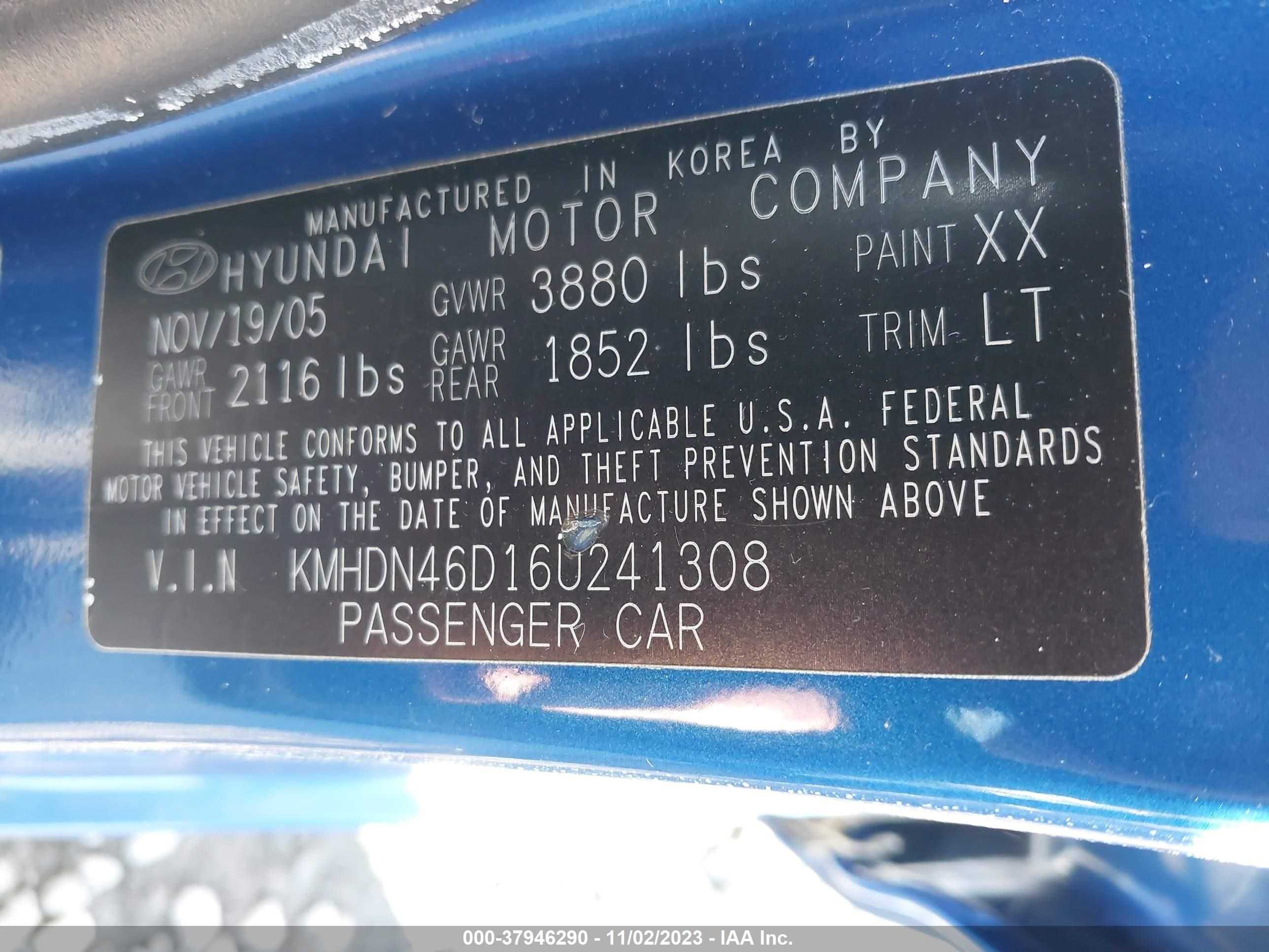 Photo 8 VIN: KMHDN46D16U241308 - HYUNDAI ELANTRA 