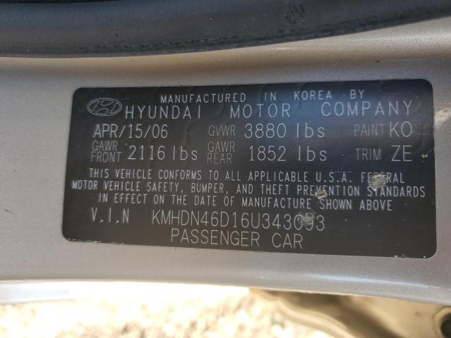 Photo 11 VIN: KMHDN46D16U343093 - HYUNDAI ELANTRA 