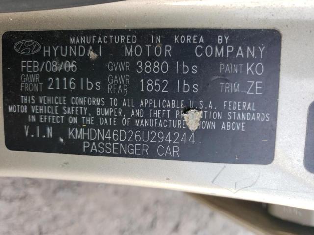 Photo 9 VIN: KMHDN46D26U294244 - HYUNDAI ELANTRA 