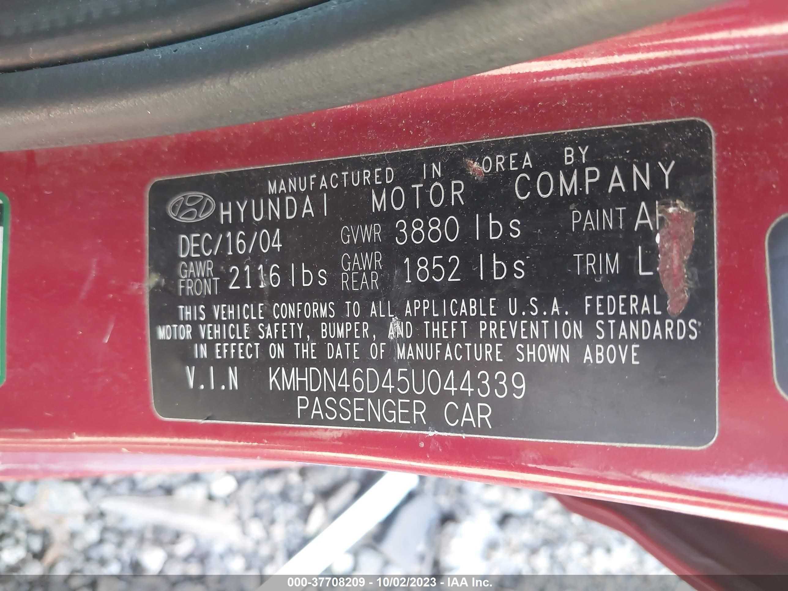 Photo 8 VIN: KMHDN46D45U044339 - HYUNDAI ELANTRA 