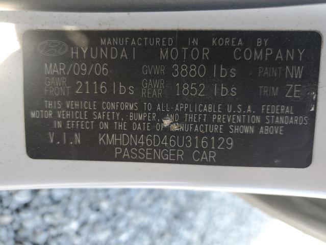 Photo 11 VIN: KMHDN46D46U316129 - HYUNDAI ELANTRA GL 