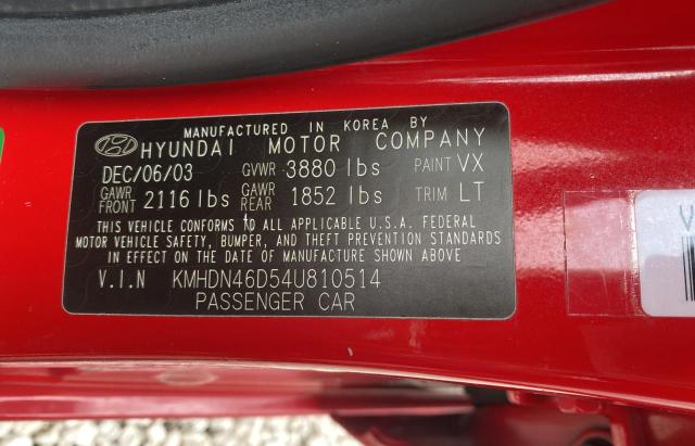 Photo 9 VIN: KMHDN46D54U810514 - HYUNDAI ELANTRA 