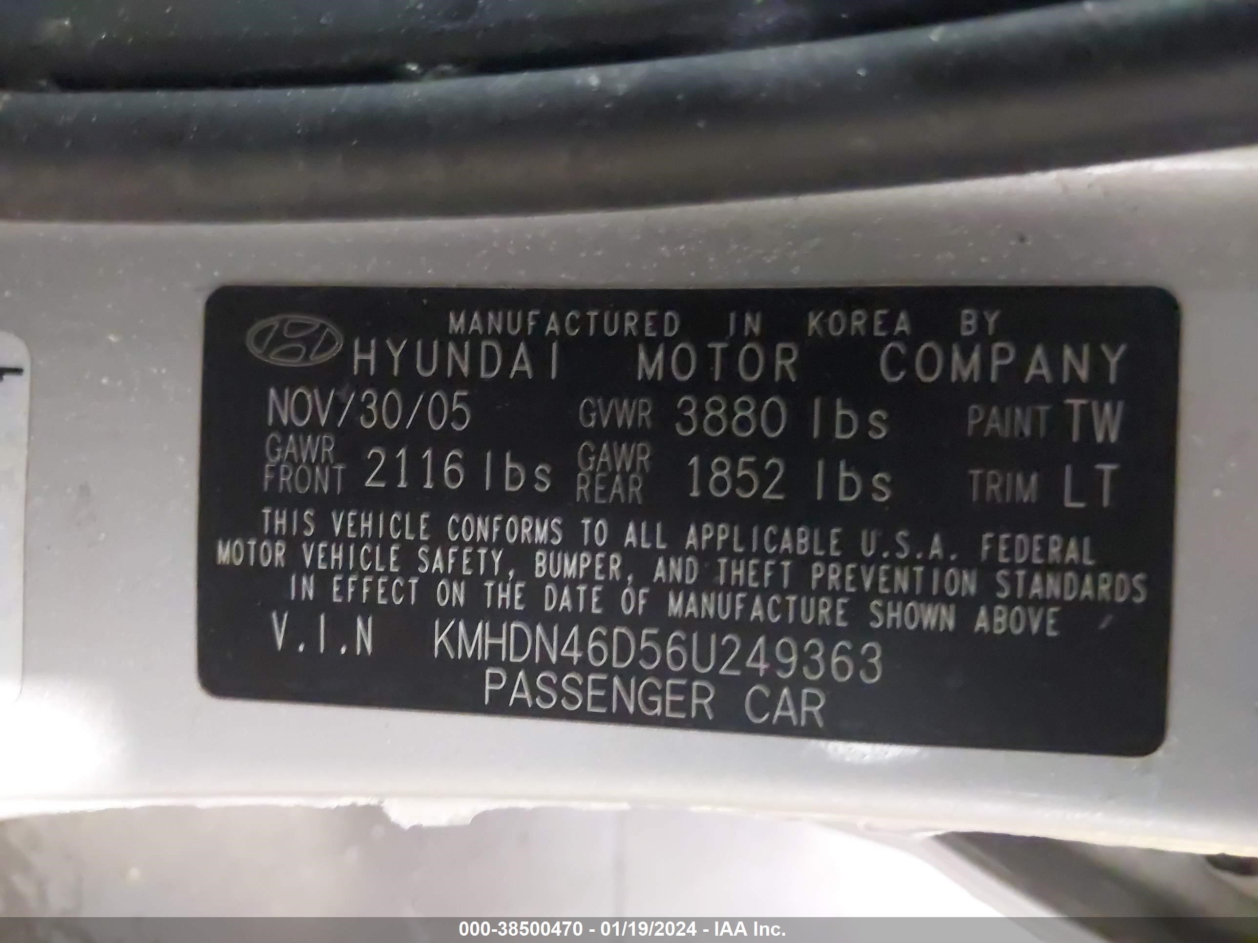 Photo 8 VIN: KMHDN46D56U249363 - HYUNDAI ELANTRA 