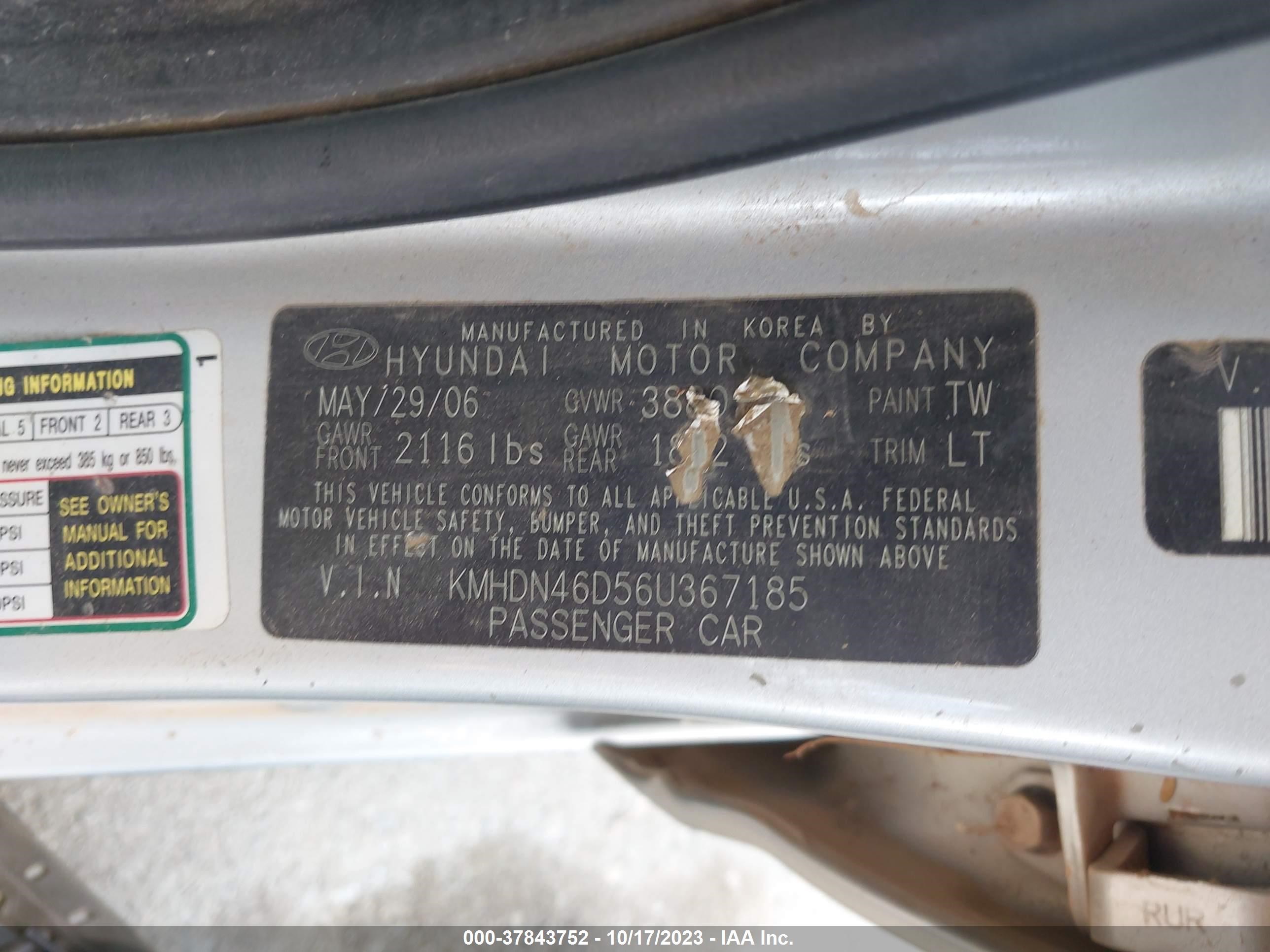 Photo 8 VIN: KMHDN46D56U367185 - HYUNDAI ELANTRA 