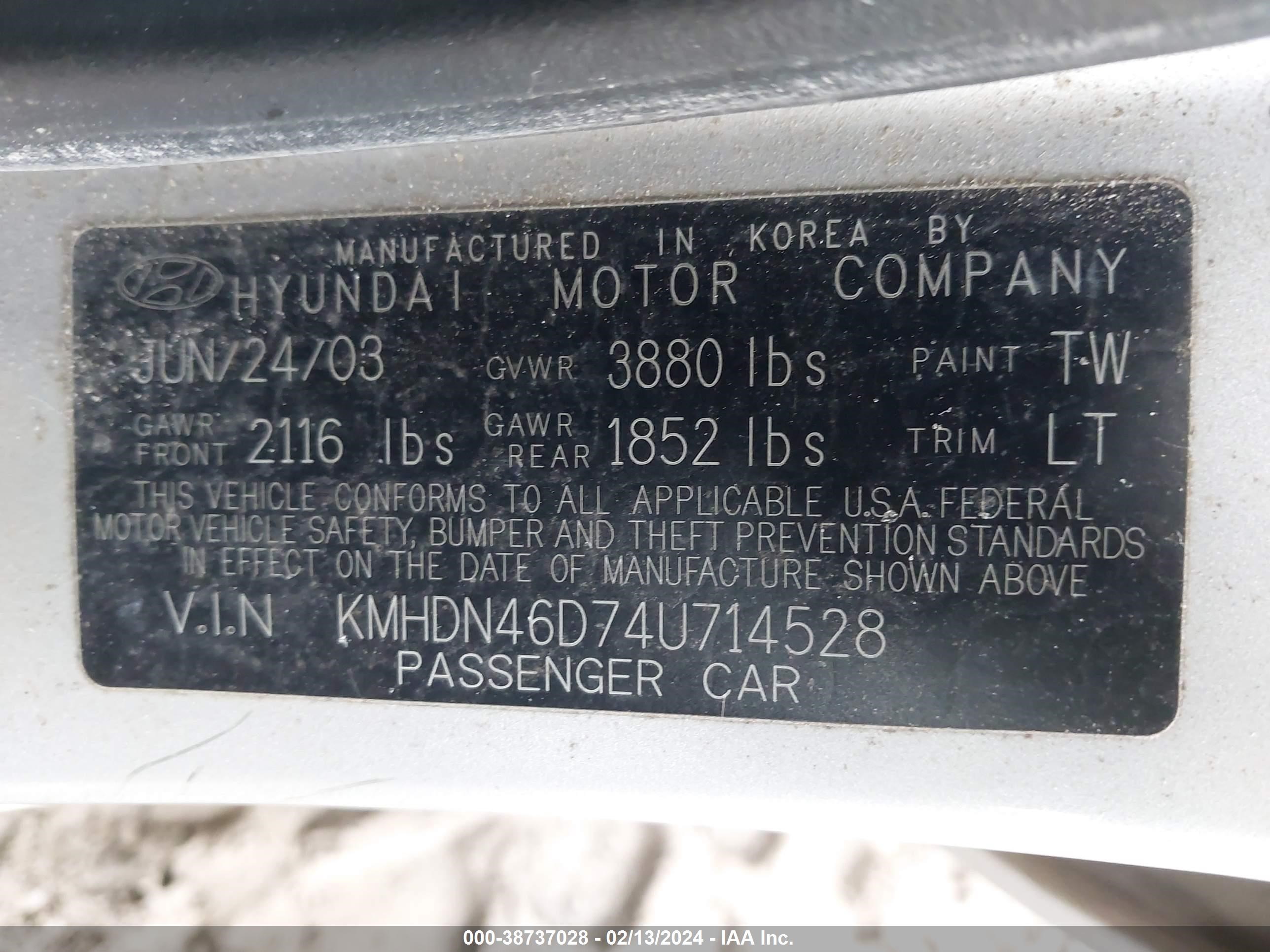 Photo 8 VIN: KMHDN46D74U714528 - HYUNDAI ELANTRA 