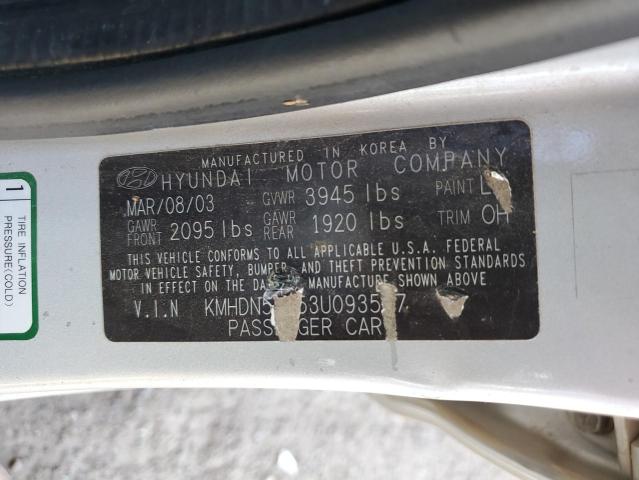 Photo 11 VIN: KMHDN55D53U093537 - HYUNDAI ELANTRA GL 