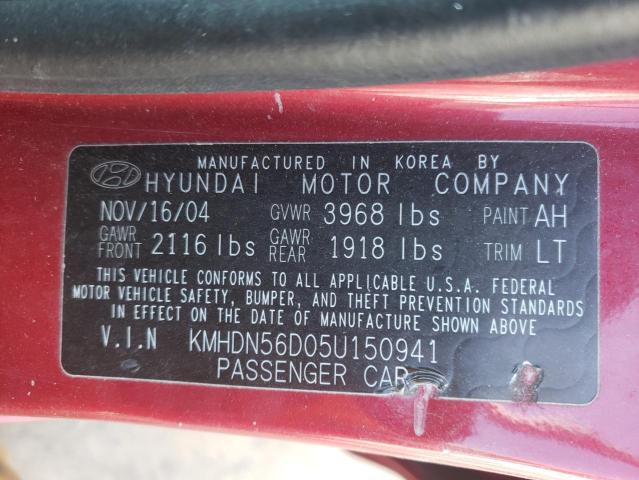 Photo 9 VIN: KMHDN56D05U150941 - HYUNDAI ELANTRA GL 