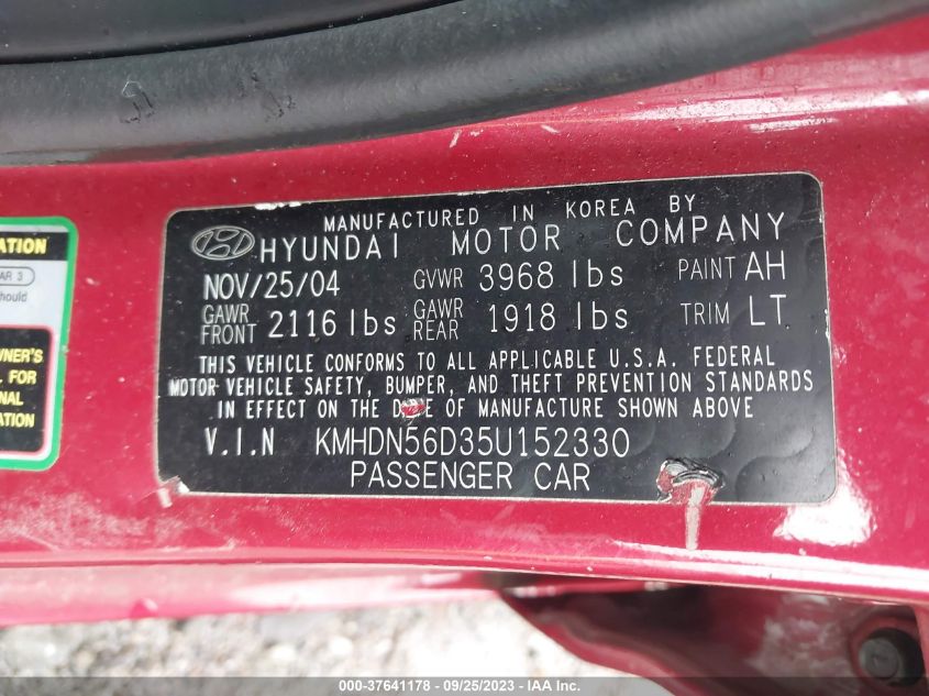 Photo 8 VIN: KMHDN56D35U152330 - HYUNDAI ELANTRA 