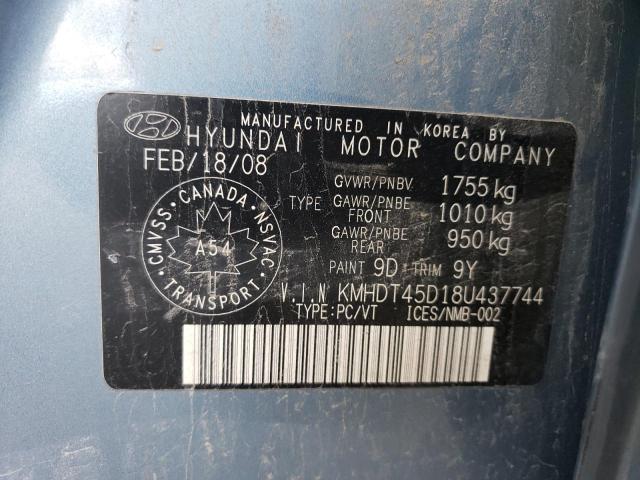 Photo 11 VIN: KMHDT45D18U437744 - HYUNDAI ELANTRA 