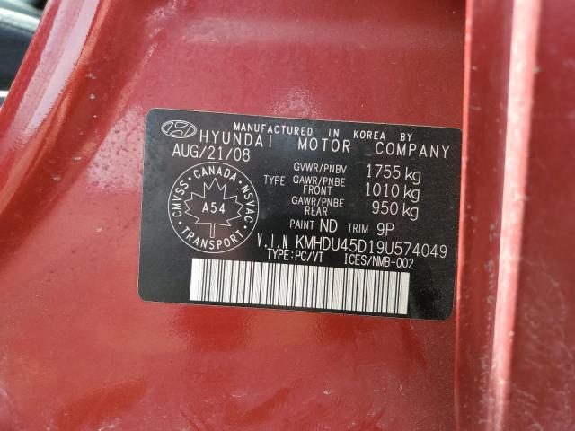 Photo 11 VIN: KMHDU45D19U574049 - HYUNDAI ELANTRA 