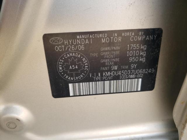 Photo 11 VIN: KMHDU45D37U068249 - HYUNDAI ELANTRA GL 