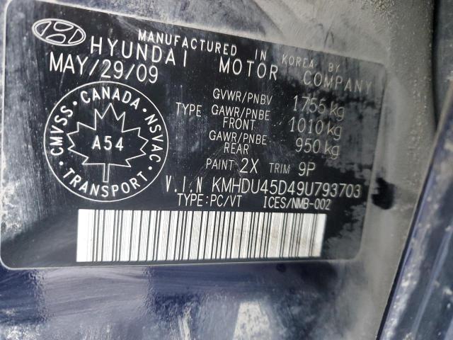 Photo 11 VIN: KMHDU45D49U793703 - HYUNDAI ELANTRA 