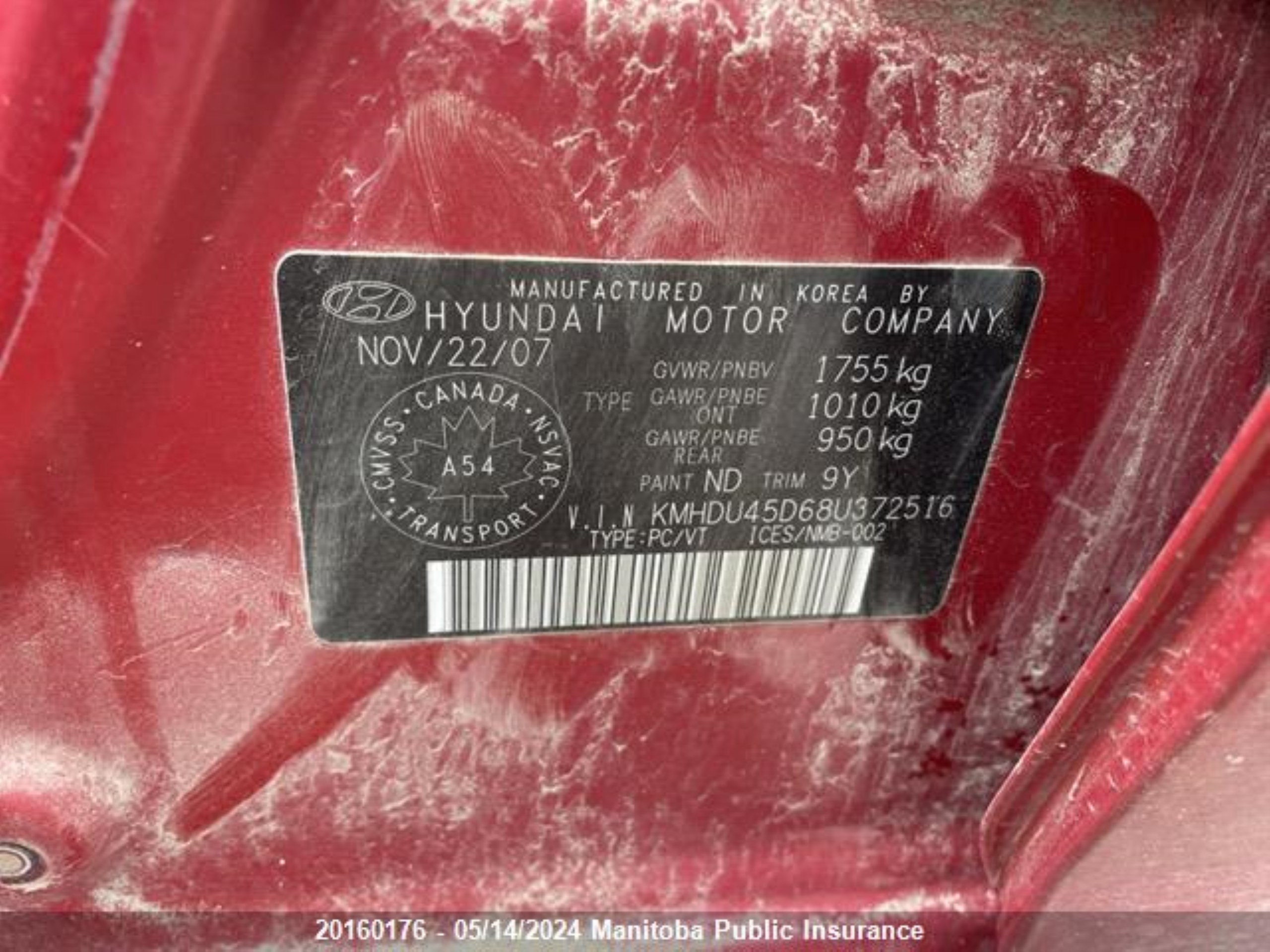 Photo 8 VIN: KMHDU45D68U372516 - HYUNDAI ELANTRA 